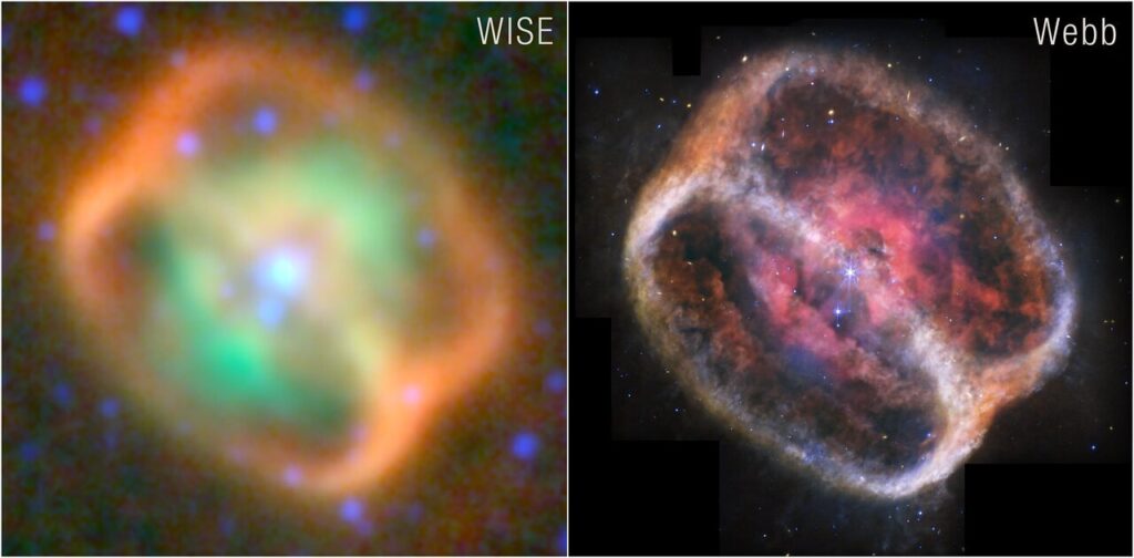 Planetary Nebula NGC 1514 (WISE and Webb Images Side by Side) Credit: NASA, ESA, CSA, STScI, NASA-JPL, Caltech, UCLA, Michael Ressler (NASA-JPL), Dave Jones (IAC)