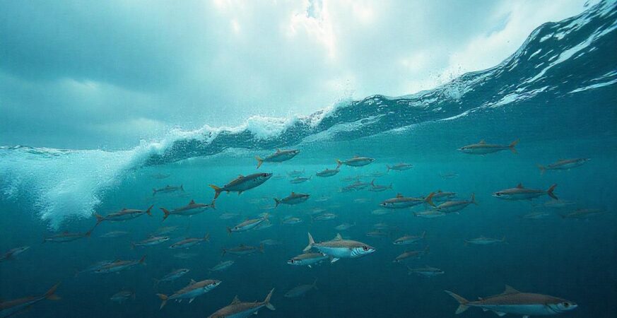 Fish swimming in 3D ladder formation